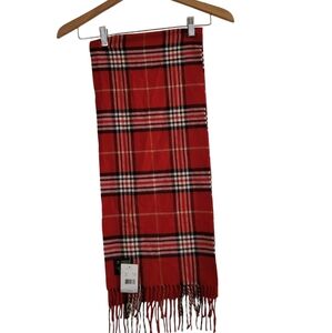 V Fraas Casmink Scarf Plaid Fringed Made In Germany Soft 11 × 54  Unisex
